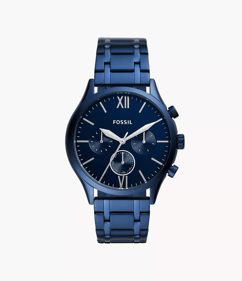 BQ2403- Fossil Fenmore Multifunction Navy Stainless Steel Watch For Men