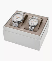 Fossil His and Her Fenmore Multifunction Stainless Steel Watch Gift Set BQ2468SET