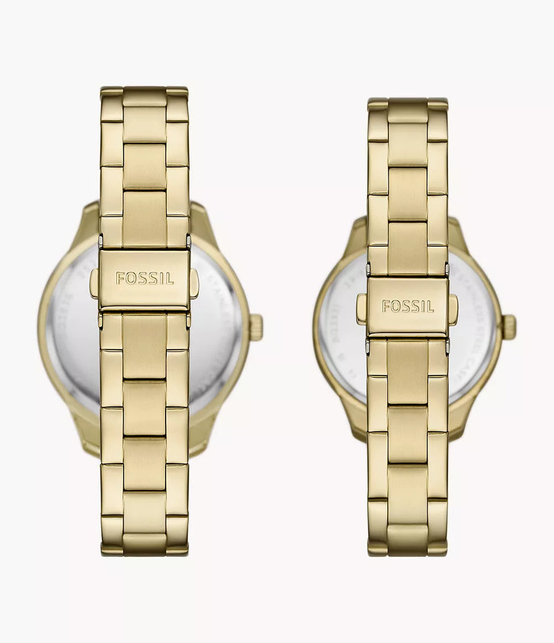 BQ2829SET - Fossil His and Hers Multifunction Gold-Tone Stainless Steel Watch Box Set