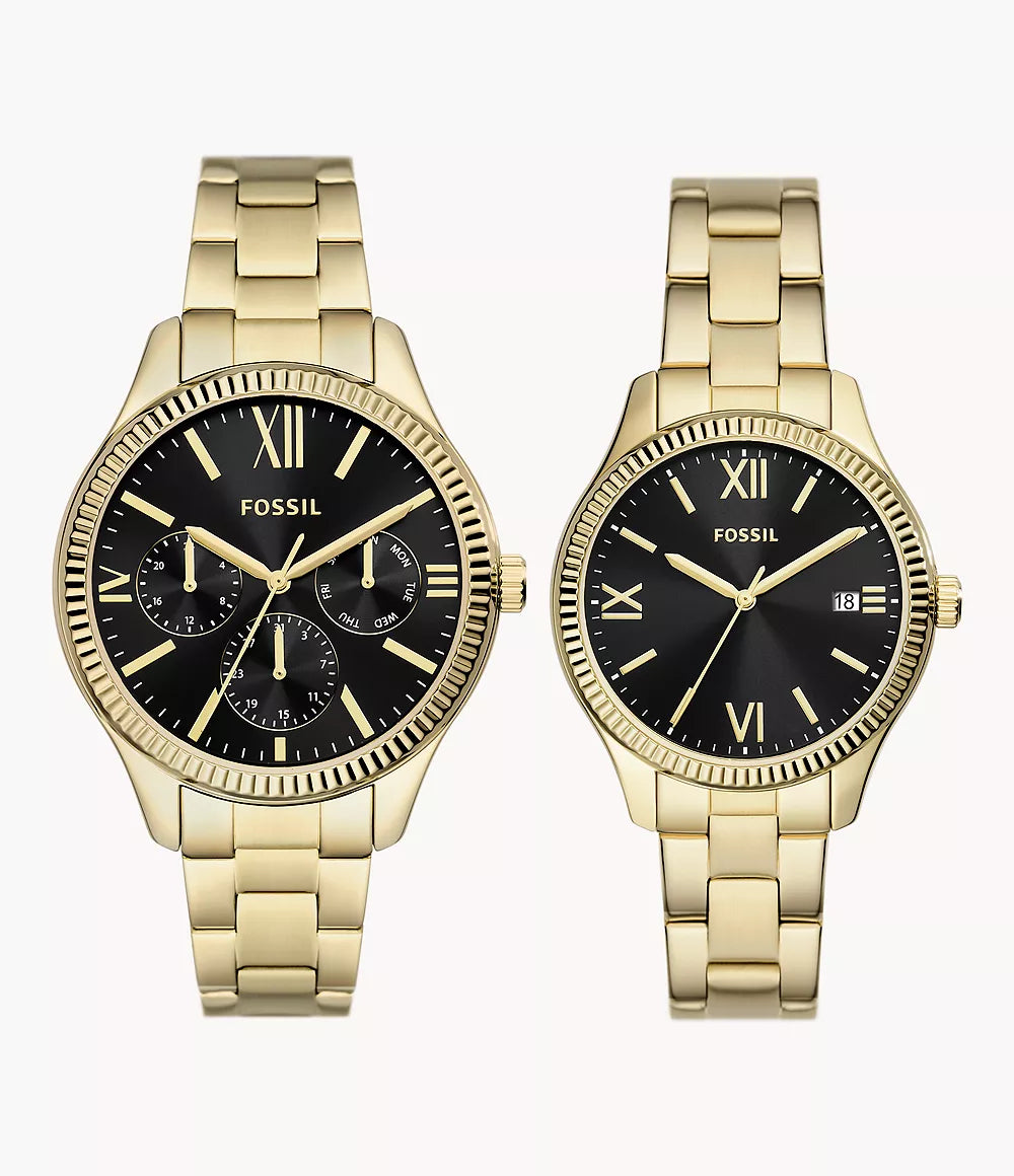 BQ2829SET - Fossil His and Hers Multifunction Gold-Tone Stainless Steel Watch Box Set