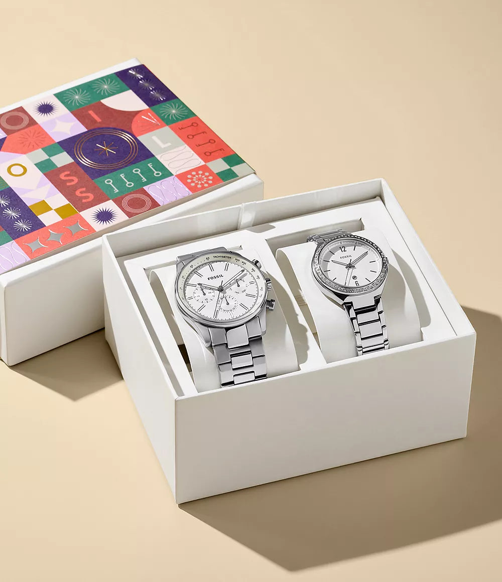 BQ2832SET - Fossil His and Hers Multifunction Stainless Steel Watch Box Set