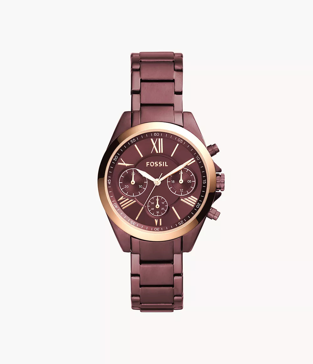 BQ3281 - Fossil Modern Courier Midsize Chronograph Wine Stainless Steel Watch For Women