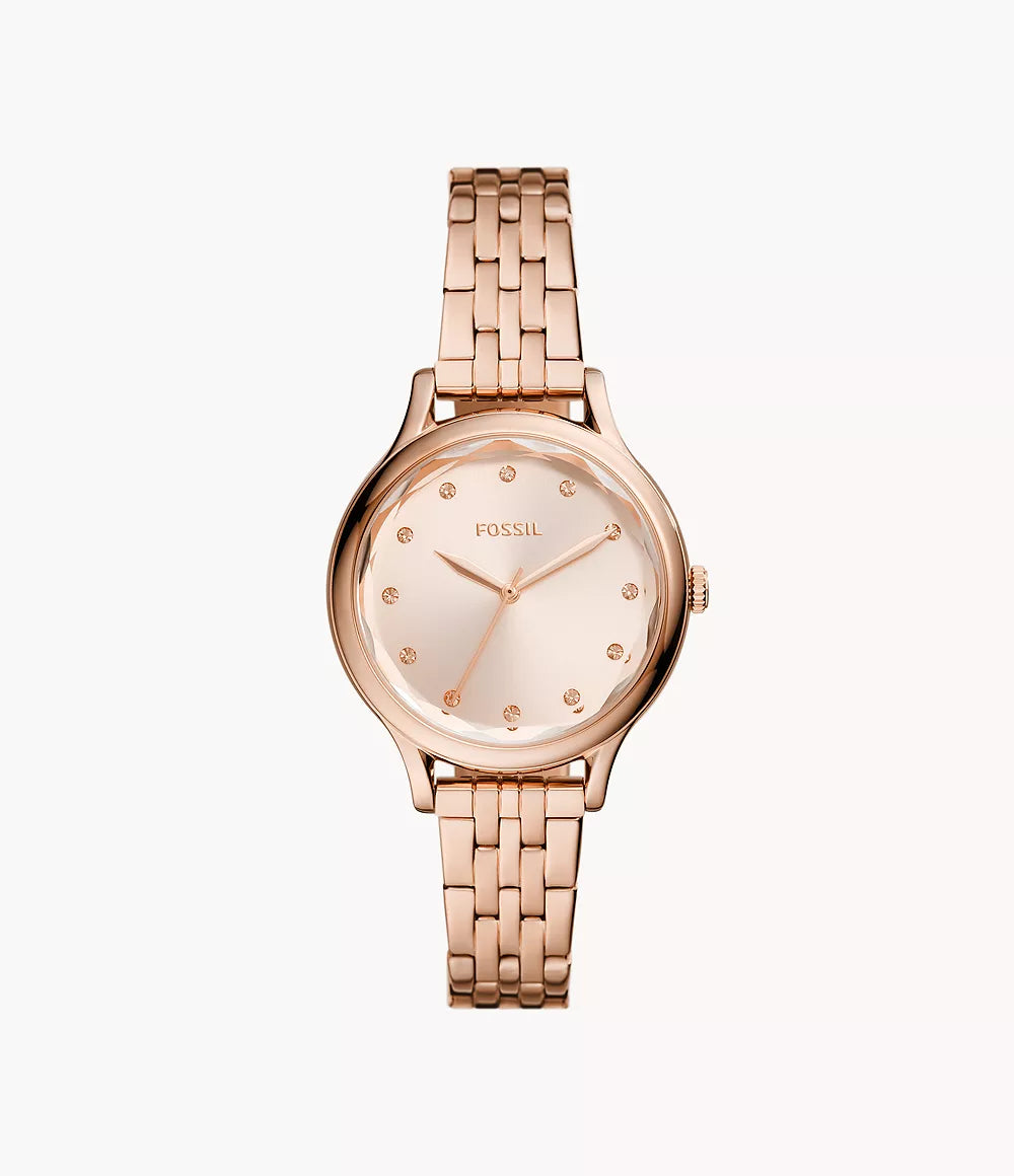 BQ3862 - Fossil Laney Three-Hand Rose Gold-Tone Stainless Steel Watch For Women