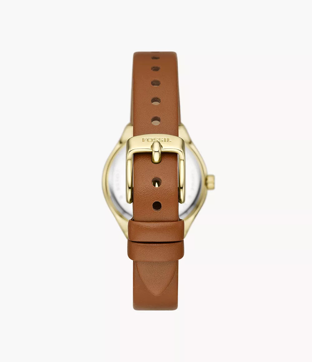 Eevie Three-Hand Date Brown Leather Watch BQ3957