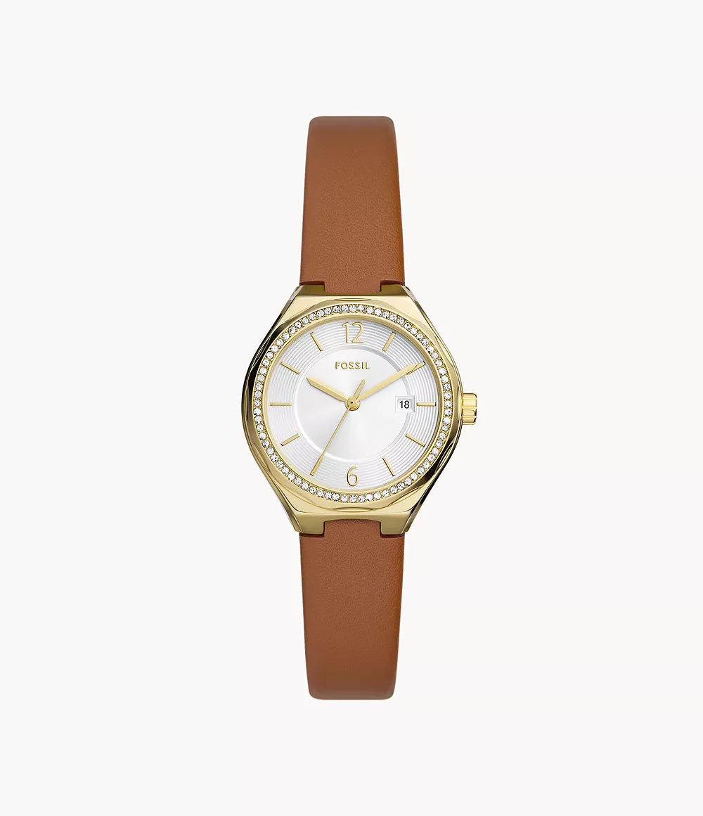 Eevie Three-Hand Date Brown Leather Watch BQ3957