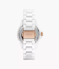 CE1107 - Fossil FB-01 Three-Hand White Ceramic Watch For Women