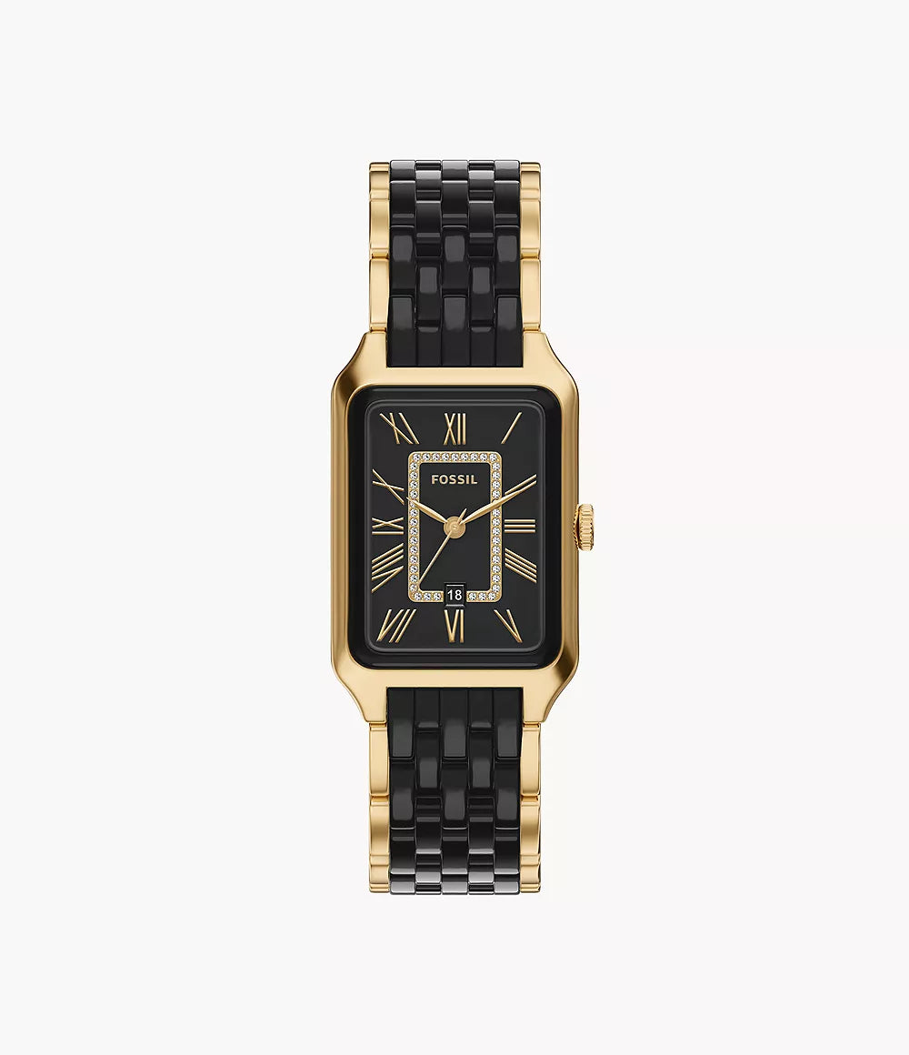 Raquel 26mm Three-Hand Date Gold-Tone Stainless Steel and Black Ceramic Watch CE1135