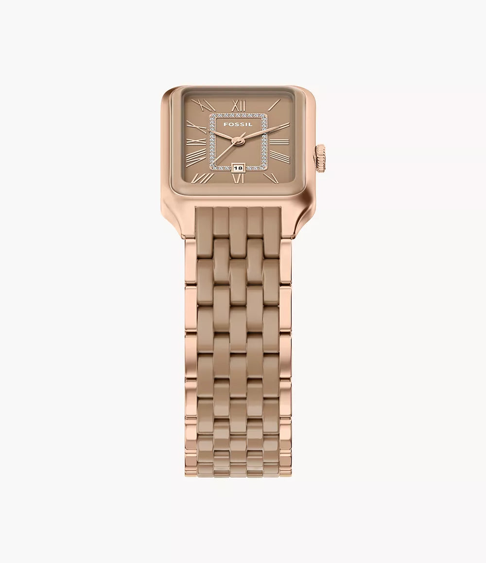 Raquel 26mm Three-Hand Date Rose Gold-Tone Stainless Steel & Salted Caramel Ceramic Watch CE1137