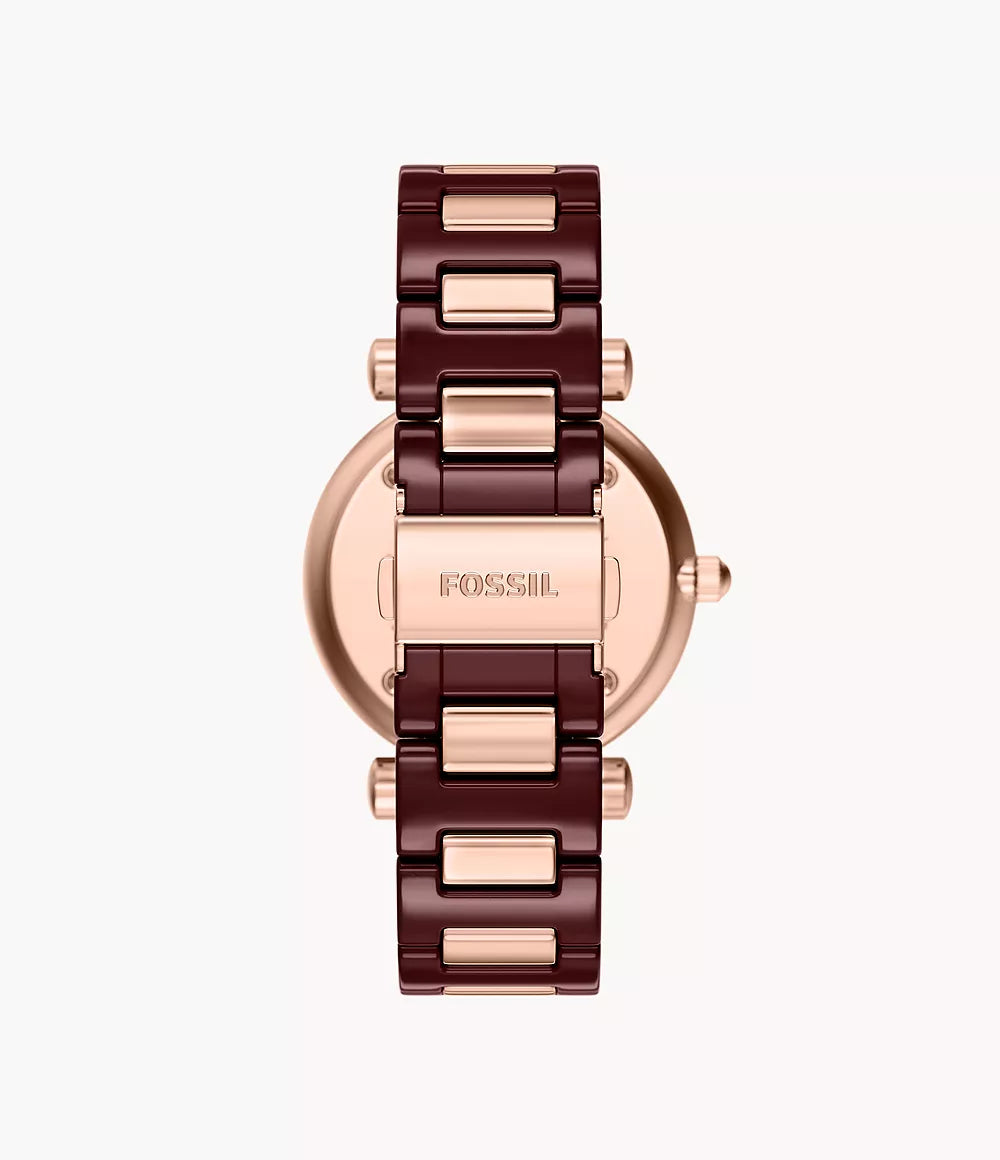 Carlie 38mm Three-Hand Red Ceramic and Rose Gold-Tone Stainless Steel Watch CE1139