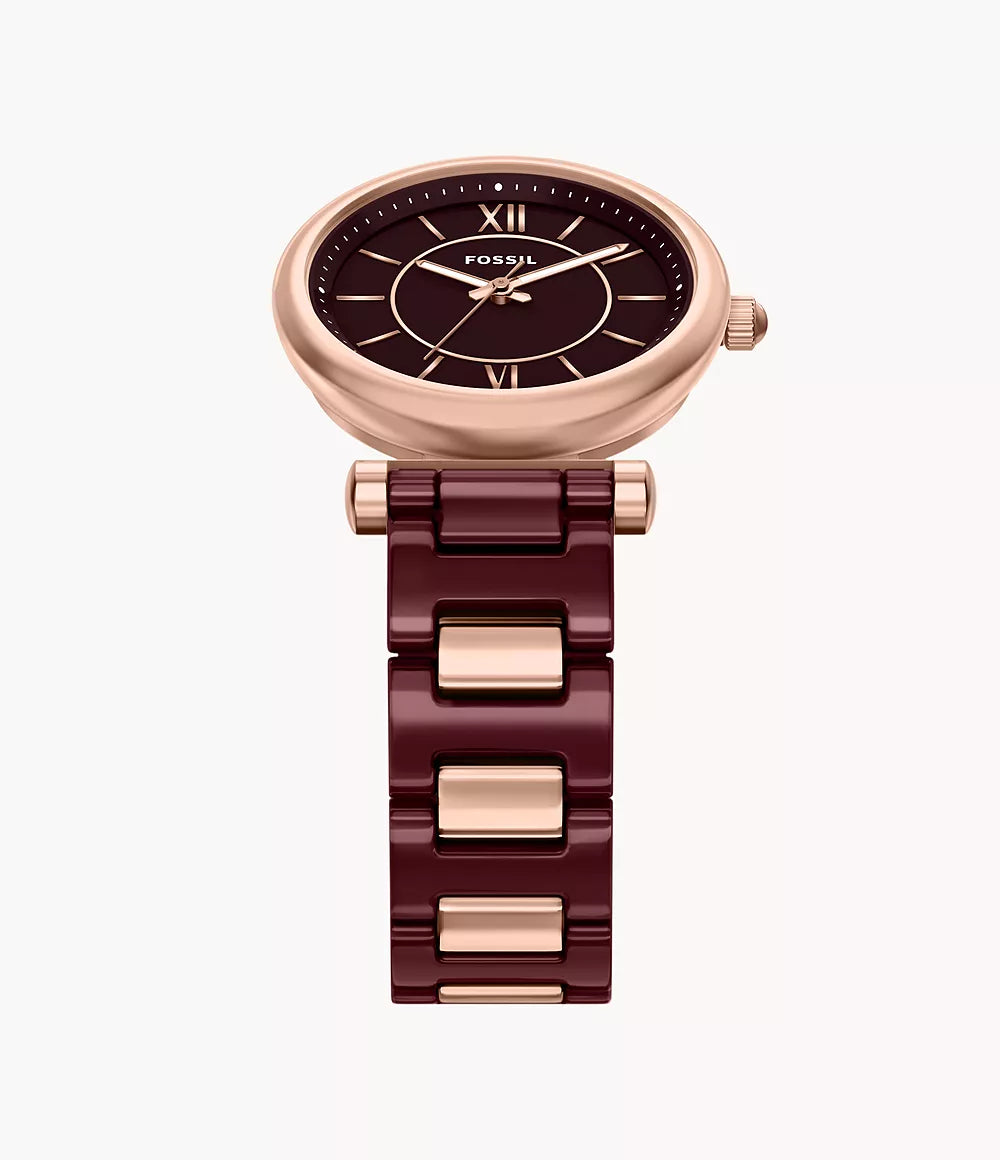 Carlie 38mm Three-Hand Red Ceramic and Rose Gold-Tone Stainless Steel Watch CE1139