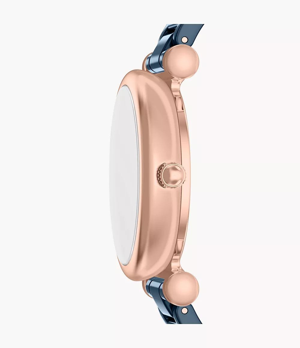 Carlie 38mm Three-Hand Navy Ceramic and Rose Gold-Tone Stainless Steel Watch CE1140