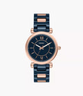 Carlie 38mm Three-Hand Navy Ceramic and Rose Gold-Tone Stainless Steel Watch CE1140