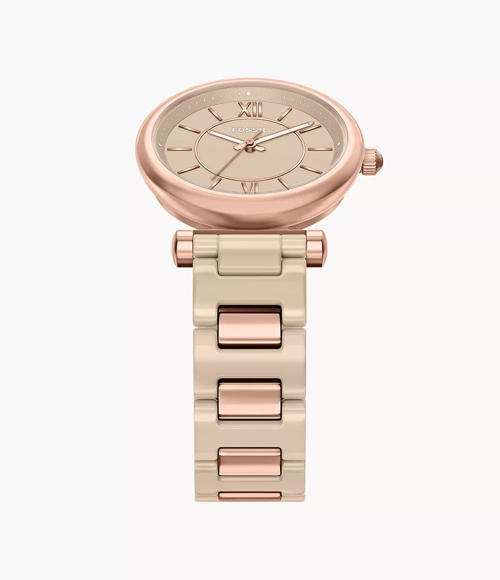 Carlie 38mm Three-Hand Salted Caramel Ceramic and Rose Gold-Tone Stainless Steel Watch CE1141