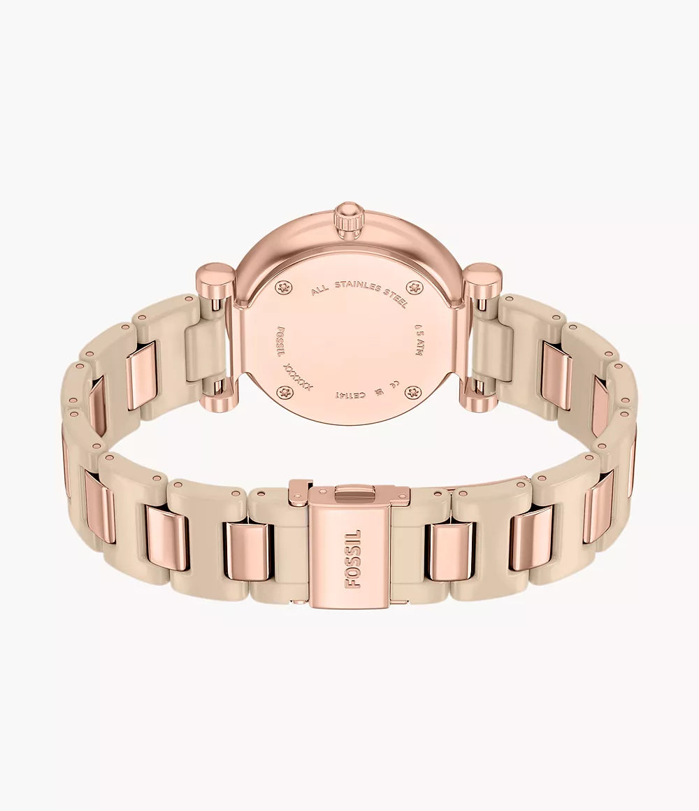 Carlie 38mm Three-Hand Salted Caramel Ceramic and Rose Gold-Tone Stainless Steel Watch CE1141