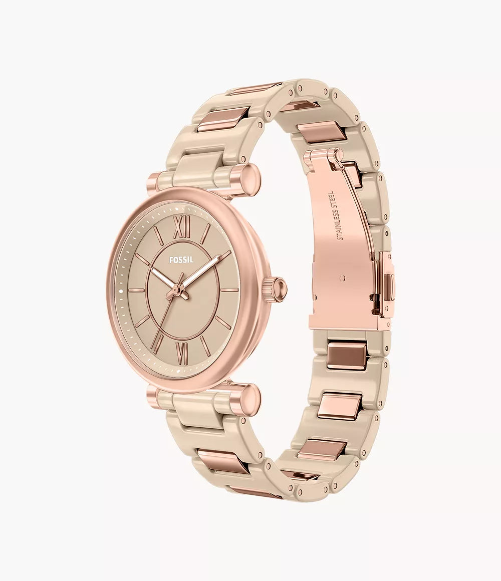 Carlie 38mm Three-Hand Salted Caramel Ceramic and Rose Gold-Tone Stainless Steel Watch CE1141