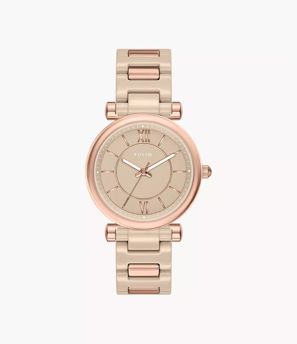 Carlie 38mm Three-Hand Salted Caramel Ceramic and Rose Gold-Tone Stainless Steel Watch CE1141