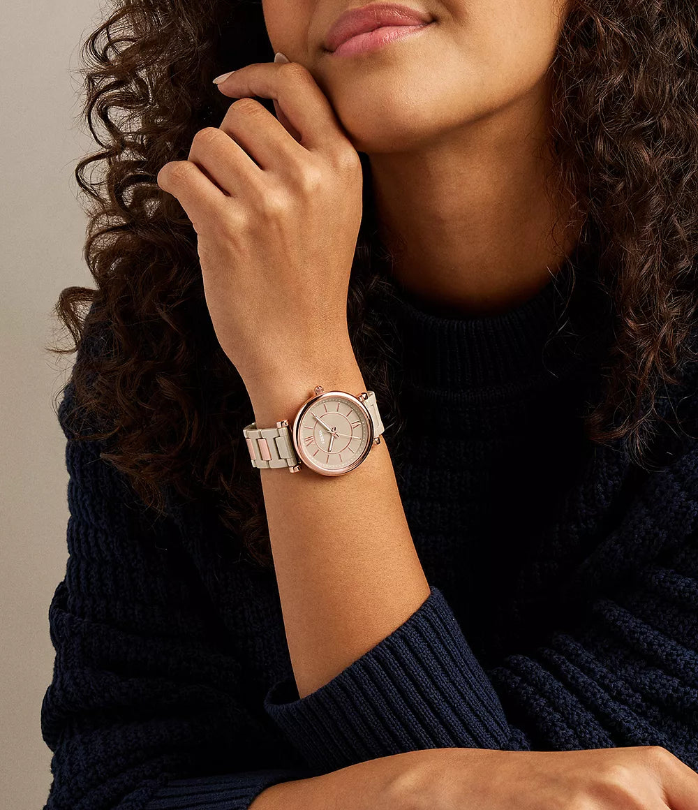 Carlie 38mm Three-Hand Salted Caramel Ceramic and Rose Gold-Tone Stainless Steel Watch CE1141