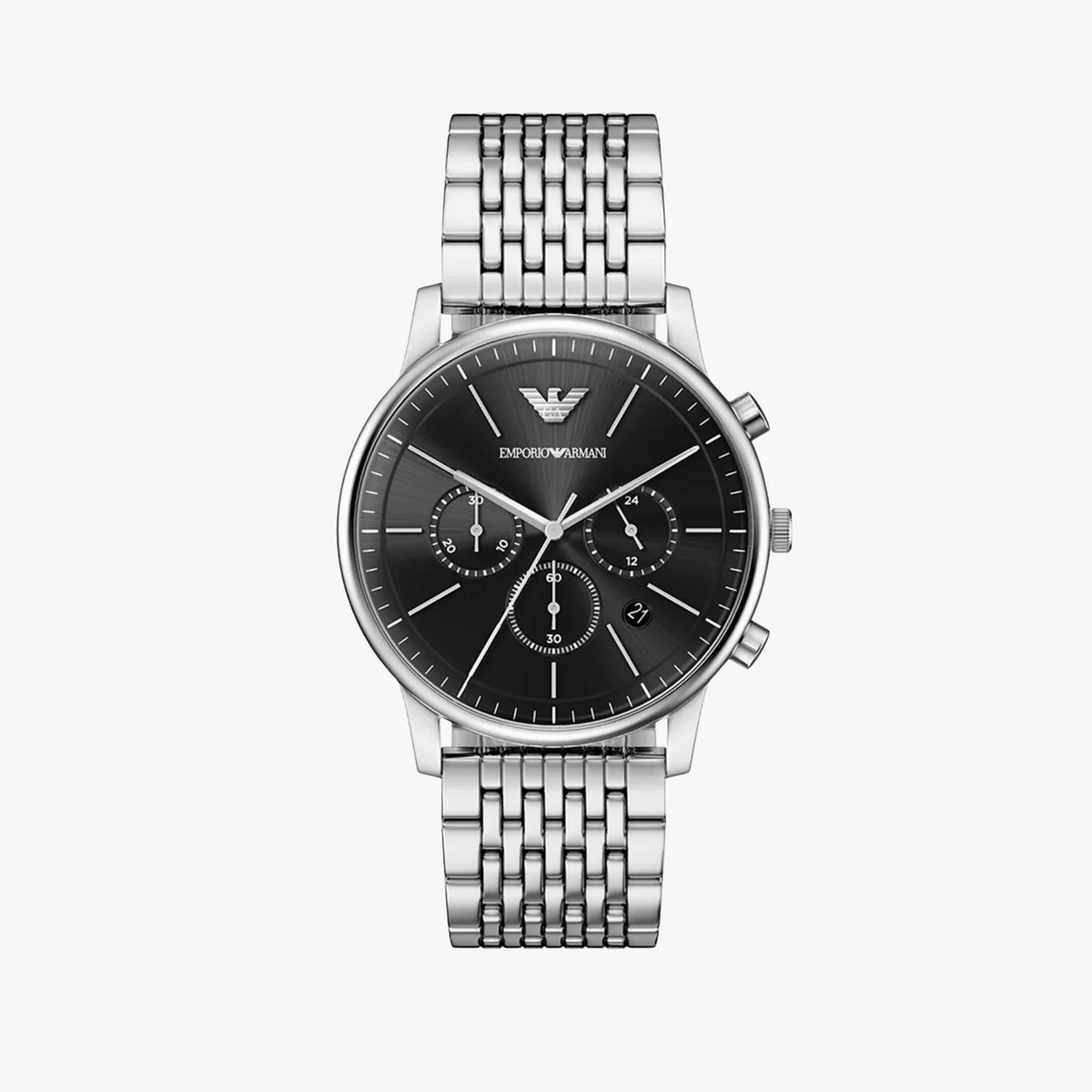 Emporio Armani Men's Silver Watch, Black Dial | AR11772