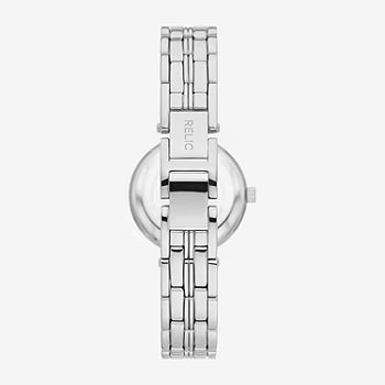 Relic Anita Womens Crystal Accent Silver Tone Bracelet Watch ZR34626