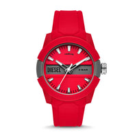 DZ1980 Diesel Double Up Three-Hand Red Silicone Watch DZ1980