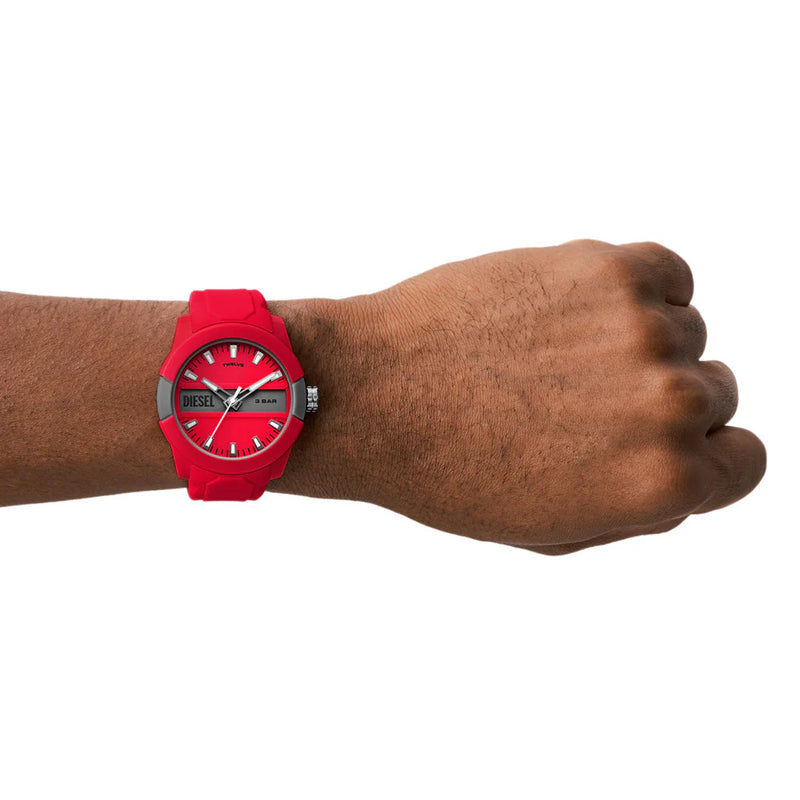 DZ1980 Diesel Double Up Three-Hand Red Silicone Watch DZ1980