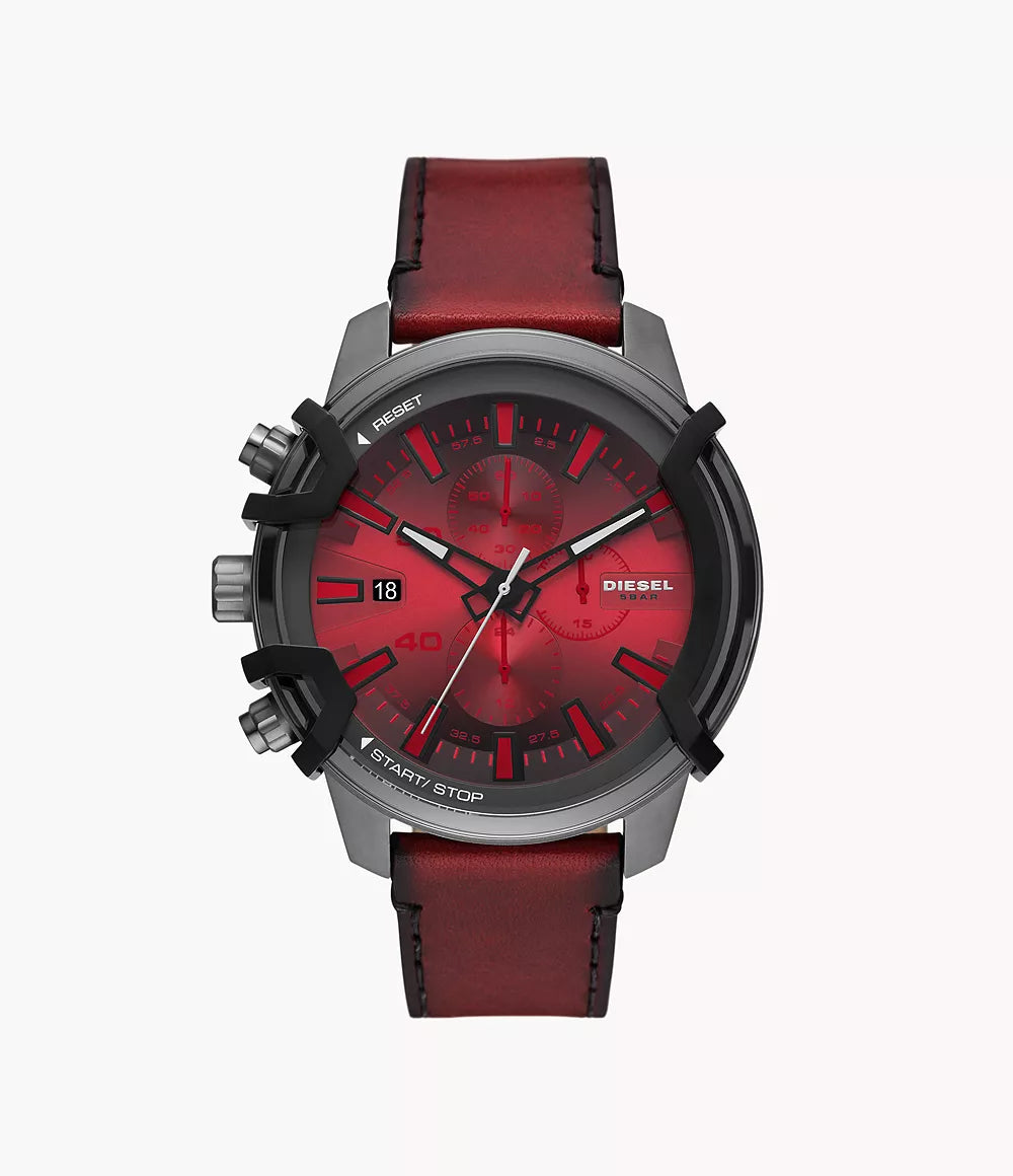 DZ4594 Diesel Griffed Chronograph Red Leather Watch