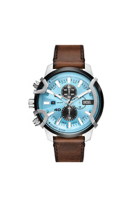 Griffed chronograph brown leather watch DZ4656