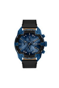 Men's Spiked Chronograph Black Leather Watch | Multicolor DZ4703