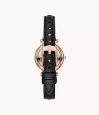 Carlie Mini Three-Hand Black Leather Watch ES4700