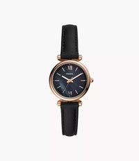 Carlie Mini Three-Hand Black Leather Watch ES4700