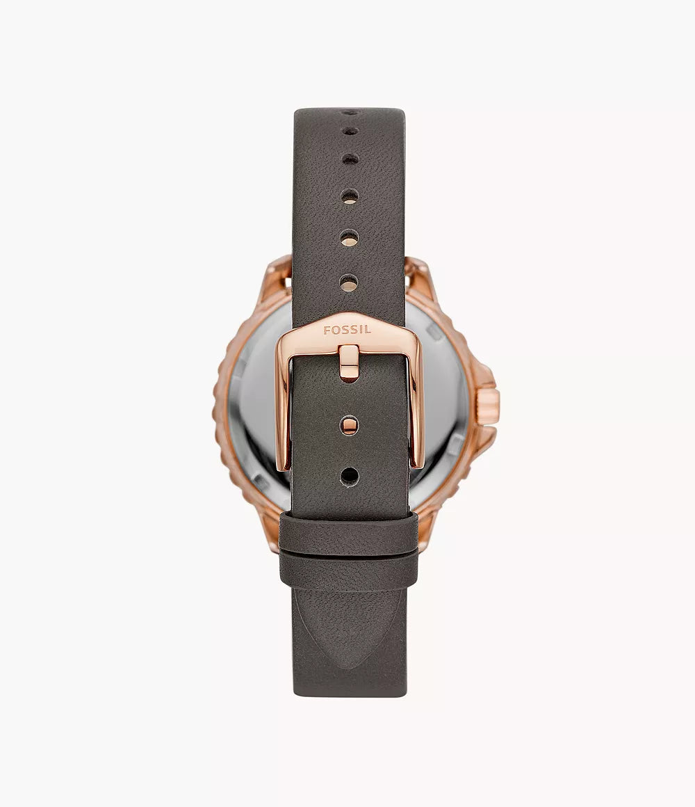 ES4889 - Fossil Izzy Multifunction Grey Leather Watch For Women