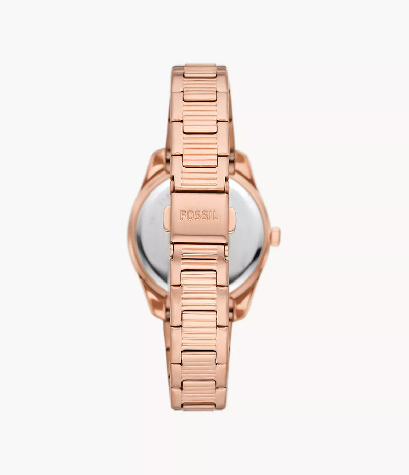 ES5200 - Fossil Scarlette Three-Hand Day-Date Rose Gold-Tone Stainless Steel Watch For Women