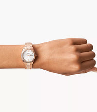 ES5200 - Fossil Scarlette Three-Hand Day-Date Rose Gold-Tone Stainless Steel Watch For Women