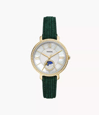 ES5244 - Fossil Jacqueline Sun Moon Multifunction Green Leather Watch For Women