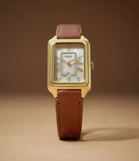 Raquel Three-Hand Date Medium Brown Leather Watch ES5307