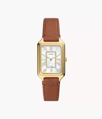 Raquel Three-Hand Date Medium Brown Leather Watch ES5307