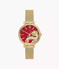 ES5316 - Fossil Jacqueline Three-Hand Gold-Tone Stainless Steel Mesh Watch For Women