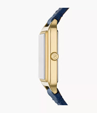 Raquel Three-Hand Date Navy Croco LiteHide™ Leather Watch ES5365