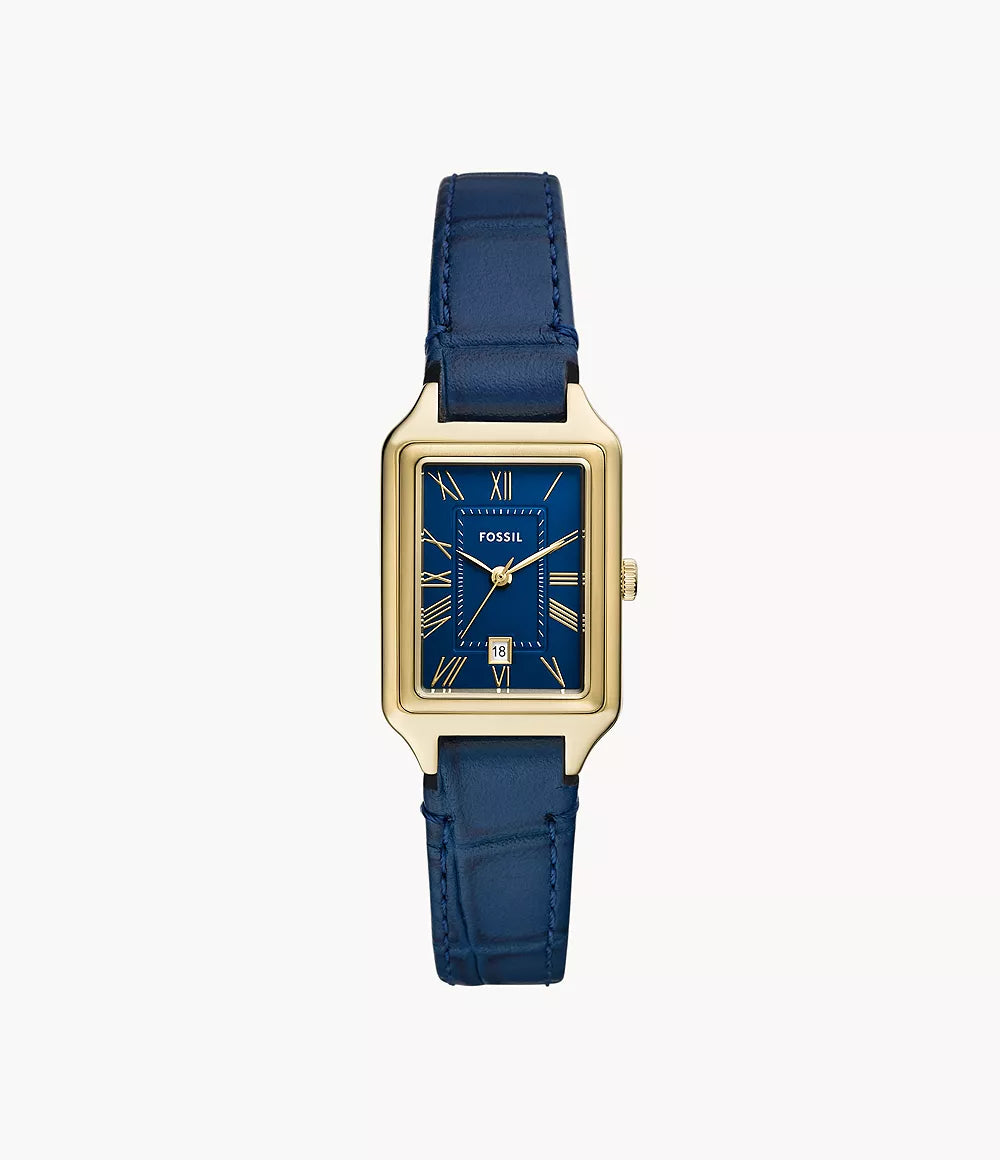 Raquel Three-Hand Date Navy Croco LiteHide™ Leather Watch ES5365