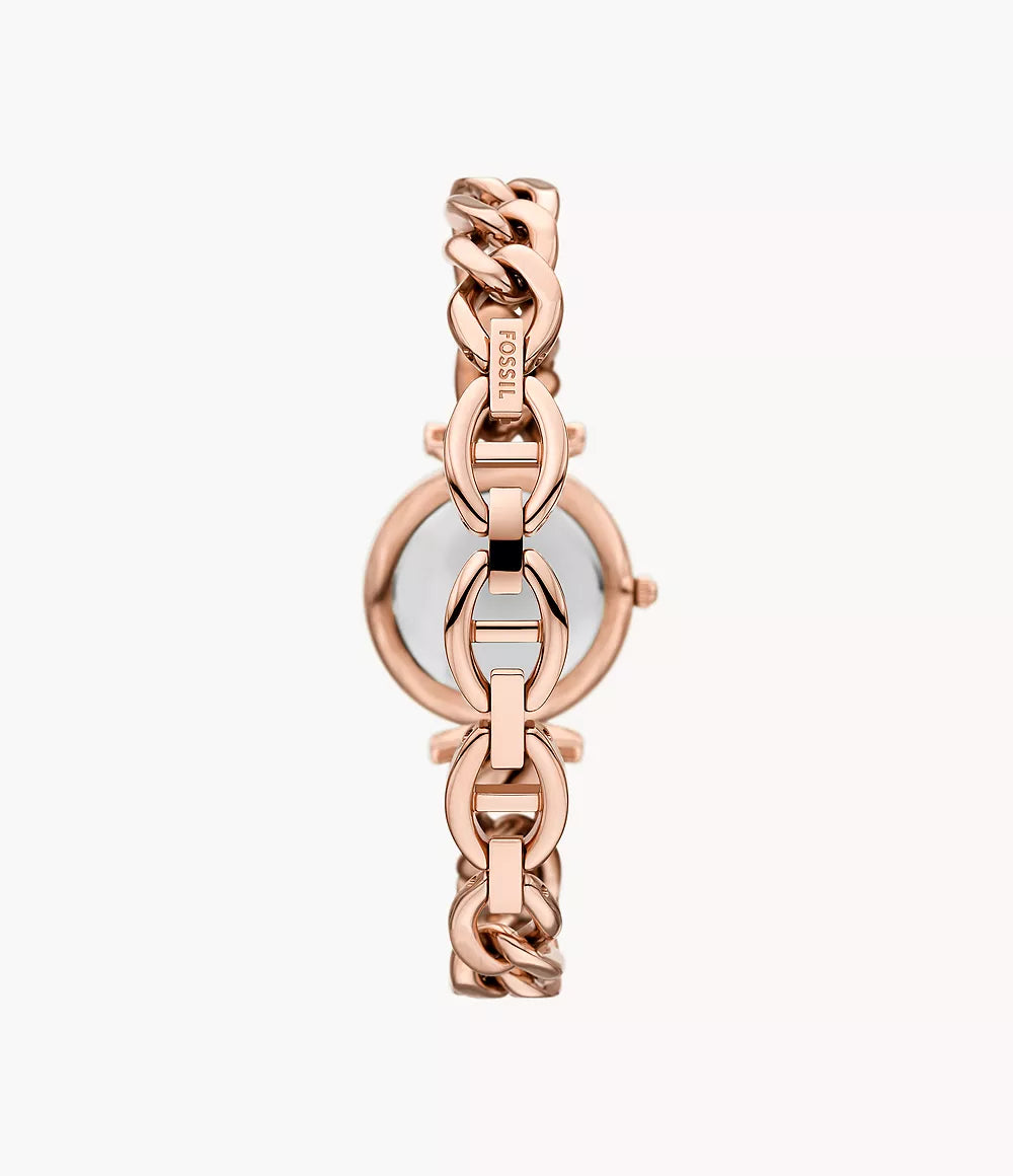 Carlie Three-Hand Rose Gold-Tone Stainless Steel Watch and Bracelet Set ES5378SET