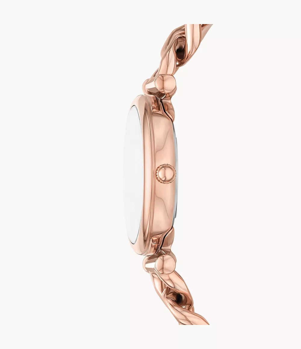 Carlie Three-Hand Rose Gold-Tone Stainless Steel Watch and Bracelet Set ES5378SET