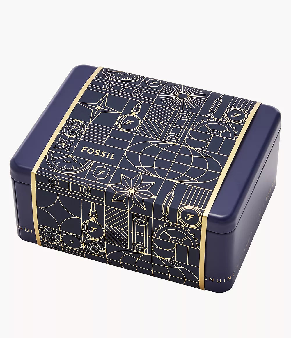 Carlie Three-Hand Rose Gold-Tone Stainless Steel Watch and Bracelet Set ES5378SET