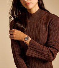 Carlie Three-Hand Rose Gold-Tone Stainless Steel Watch and Bracelet Set ES5378SET