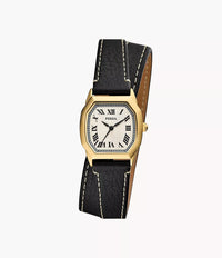 Harlow Three-Hand Black Leather Watch ES5404