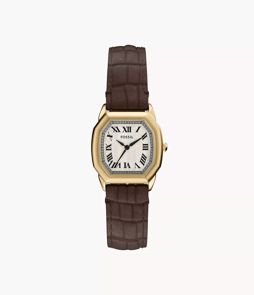 Harlow Three-Hand Brown Croco Leather Watch ES5426