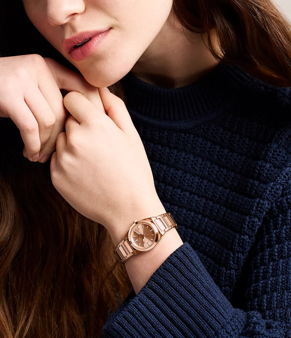 Everett 27mm Three-Hand Rose Gold-Tone Stainless Steel Watch ES5491