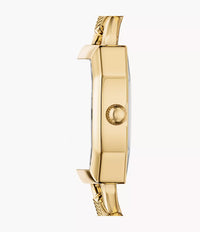 Harlow 22mm Three-Hand Brown Leather and Gold-Tone Stainless Steel Watch ES5497