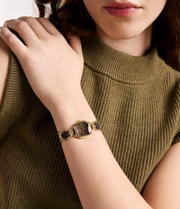 Harlow 22mm Three-Hand Brown Leather and Gold-Tone Stainless Steel Watch ES5497