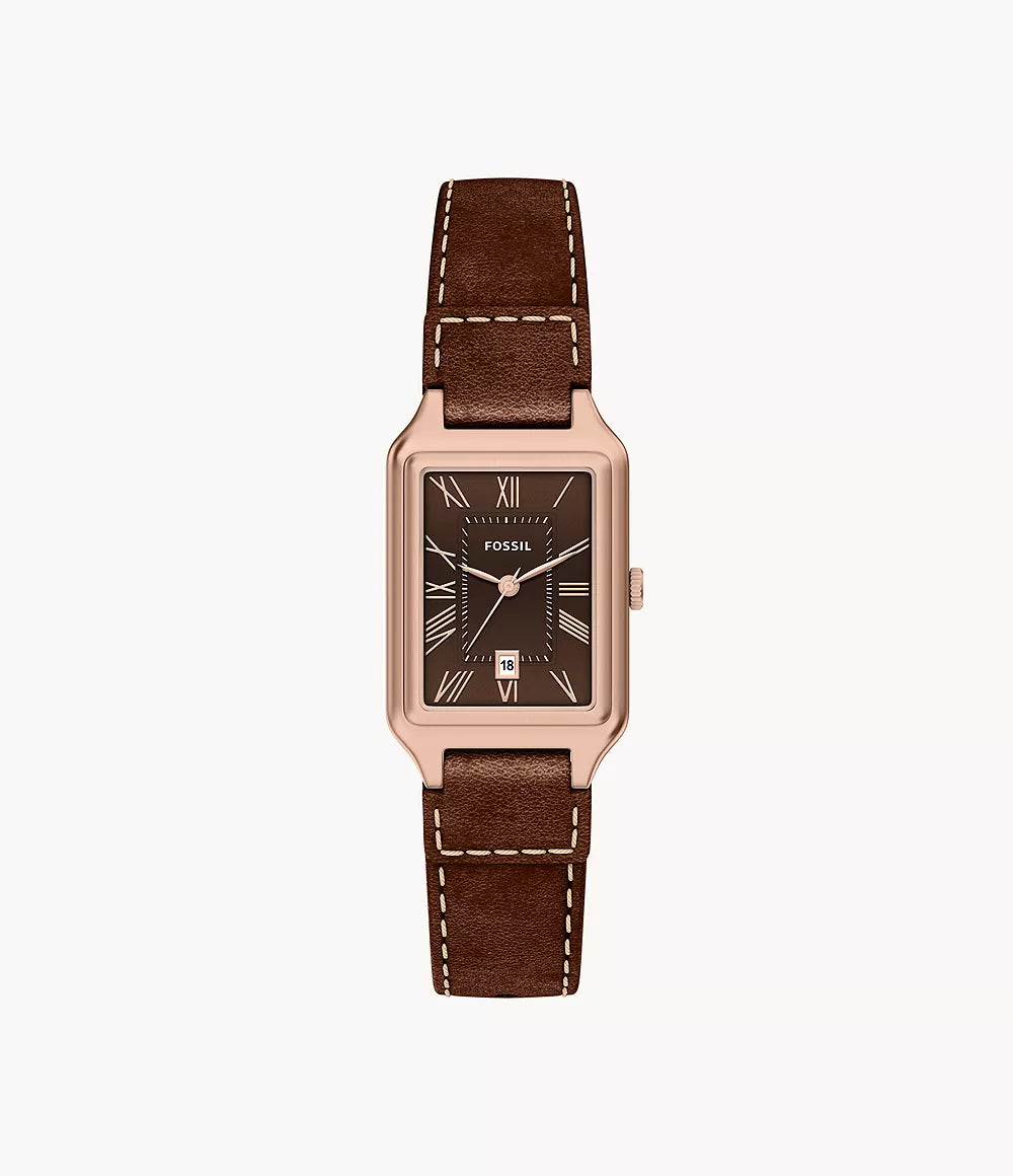 Raquel 23mm Three-Hand Date Brown Leather Watch ES5503
