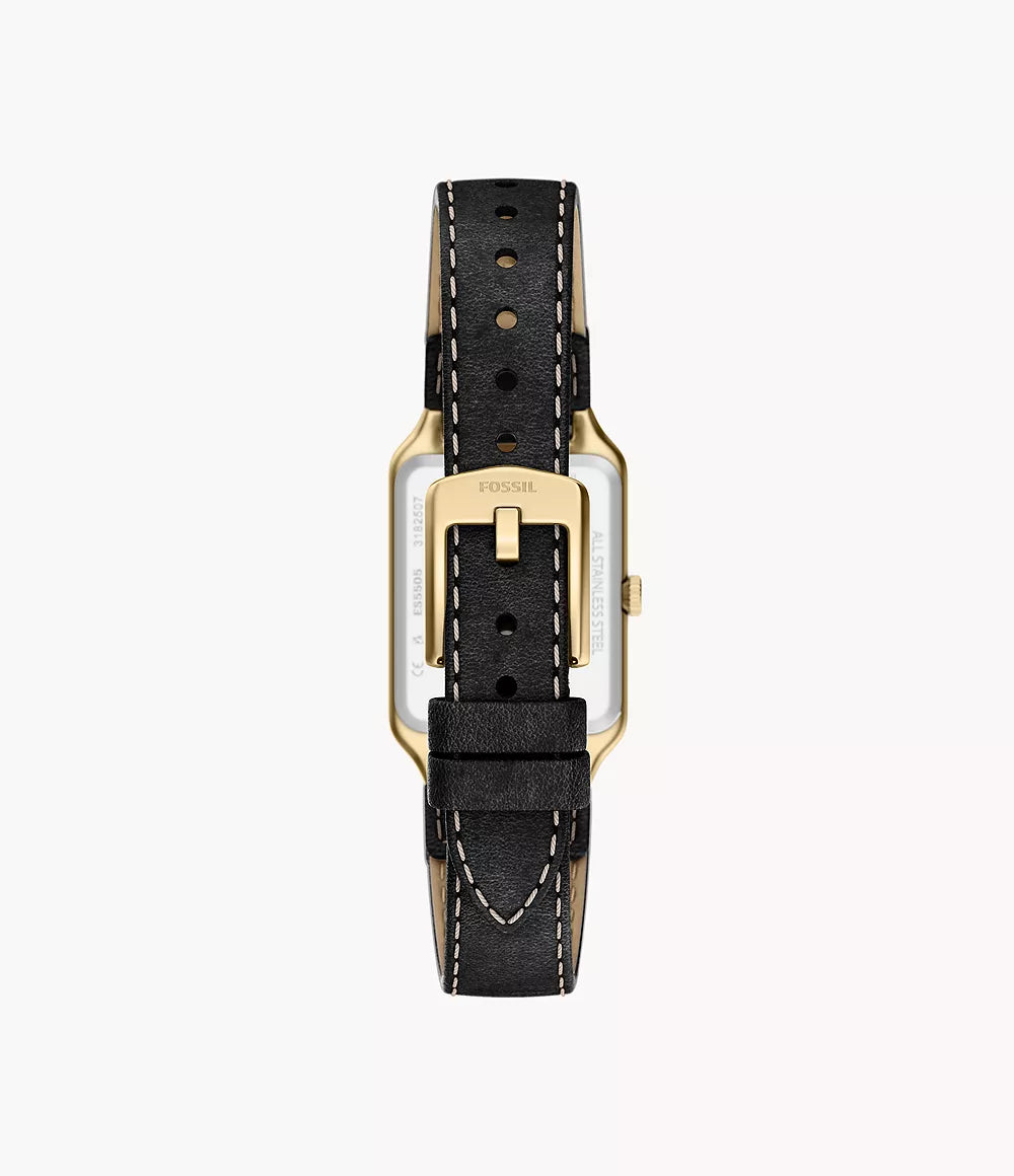 Raquel 23mm Three-Hand Date Black Leather Watch ES5505
